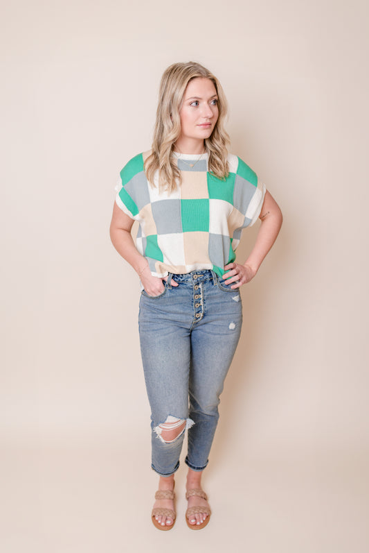 Bay Breeze Checkered Knit Top